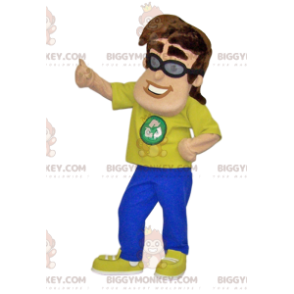 Mens BIGGYMONKEY™ Mascot Costume with Yellow T-Shirt and
