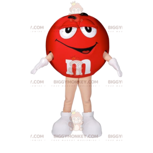 Traje de mascote vermelho M&M'S BIGGYMONKEY™. Traje de M&M's