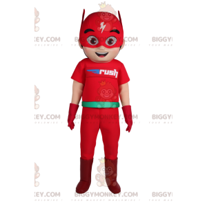 Traje de mascote BIGGYMONKEY™ do Flash, o herói super rápido.