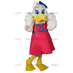 Costume da mascotte BIGGYMONKEY™ a bobina bianca con vestito
