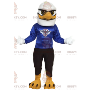 Kostým maskota BIGGYMONKEY™ bílého orla s modrým dresem. kostým orla - Pták maskot - BIGGYMONKEY_012391 - BiggyMonkey.com