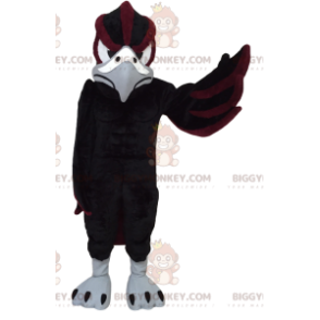 Costume da mascotte BIGGYMONKEY™ dell'aquila nera e marrone.