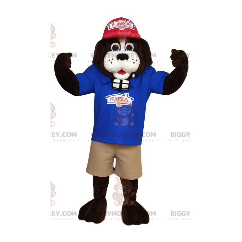 BIGGYMONKEY™ mascot costume of St Bernard in working clothes. -