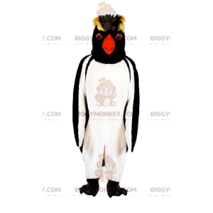 BIGGYMONKEY™ Pinguin-Maskottchen-Kostüm mit gelbem Hauch. -