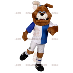 BIGGYMONKEY™ maskotkostume af bulldog i fodboldudstyr. tyrehund