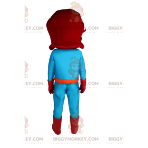 BIGGYMONKEY™ Masked Superheroine Mascot Costume In Blue Outfit