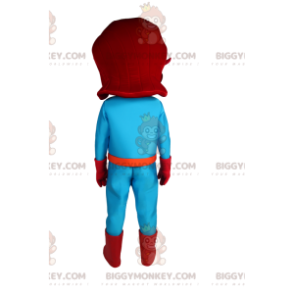 BIGGYMONKEY™ Masked Superheroine Mascot Costume In Blue Outfit