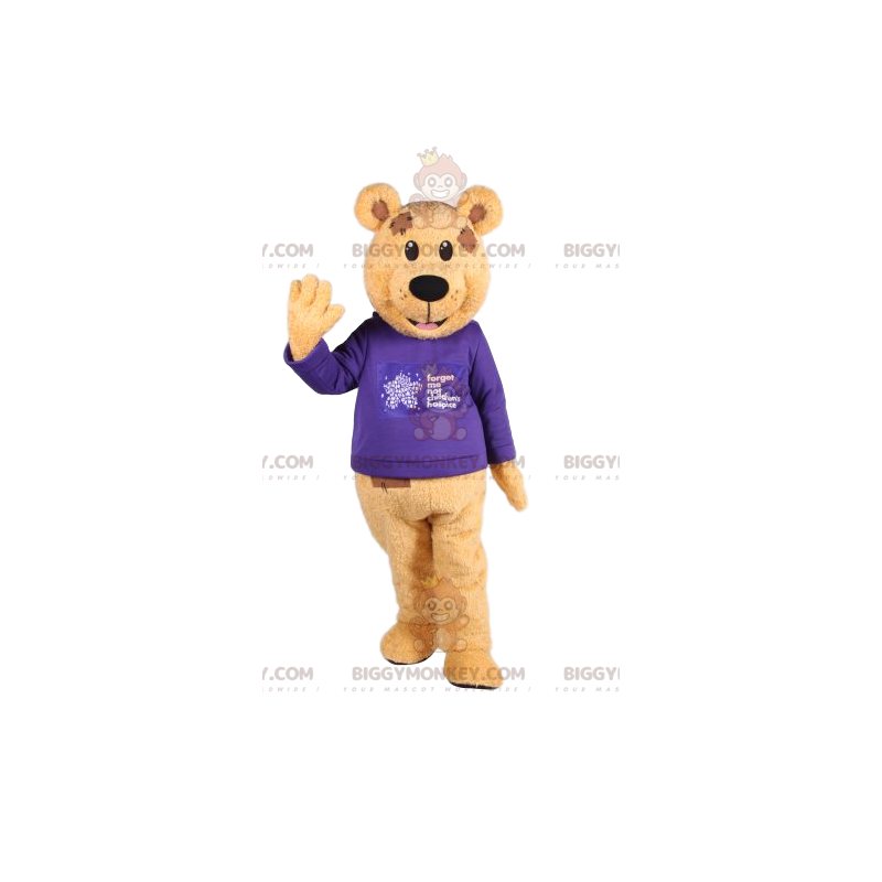Costume da mascotte orso bruno BIGGYMONKEY™ con jersey blu. Costume da mascotte orso bruno BIGGYMONKEY™ con jersey blu.