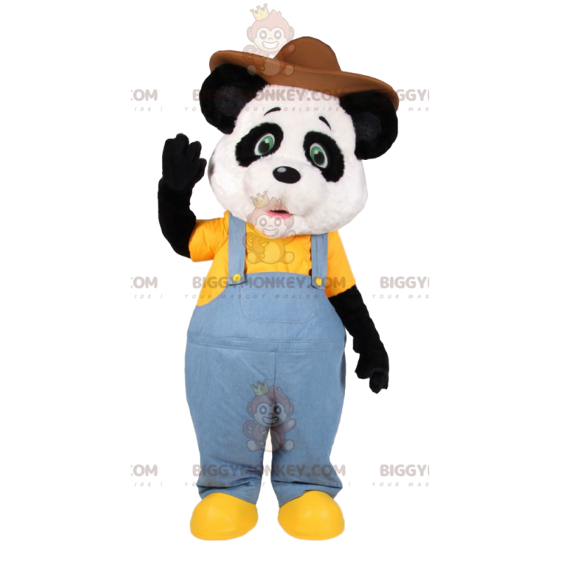 BIGGYMONKEY™ Costume da mascotte Panda in tuta di jeans e BIGGYMONKEY™ Costume da mascotte Panda in tuta di jeans e
