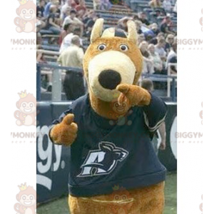 Disfraz de mascota oso pardo BIGGYMONKEY™ con camiseta azul -