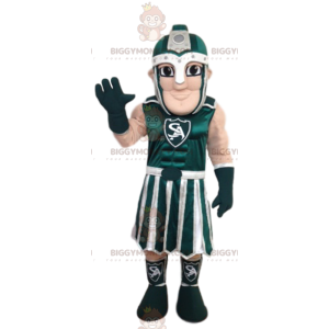 Grün-weißer römischer Krieger BIGGYMONKEY™ Maskottchen-Kostüm -