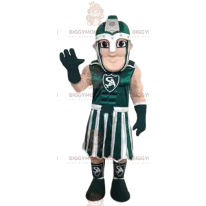 Grün-weißer römischer Krieger BIGGYMONKEY™ Maskottchen-Kostüm -