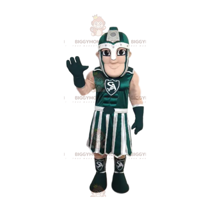Grün-weißer römischer Krieger BIGGYMONKEY™ Maskottchen-Kostüm - Grün-weißer römischer Krieger BIGGYMONKEY™ Maskottchen-Kostüm -
