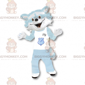 Costume da mascotte BIGGYMONKEY™ procione bianco e azzurro -