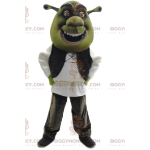 BIGGYMONKEY™ maskotdräkt av Shrek, den berömda gröna ogren -