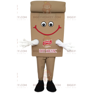 Costume de mascotte BIGGYMONKEY™ de snack marron souriant.