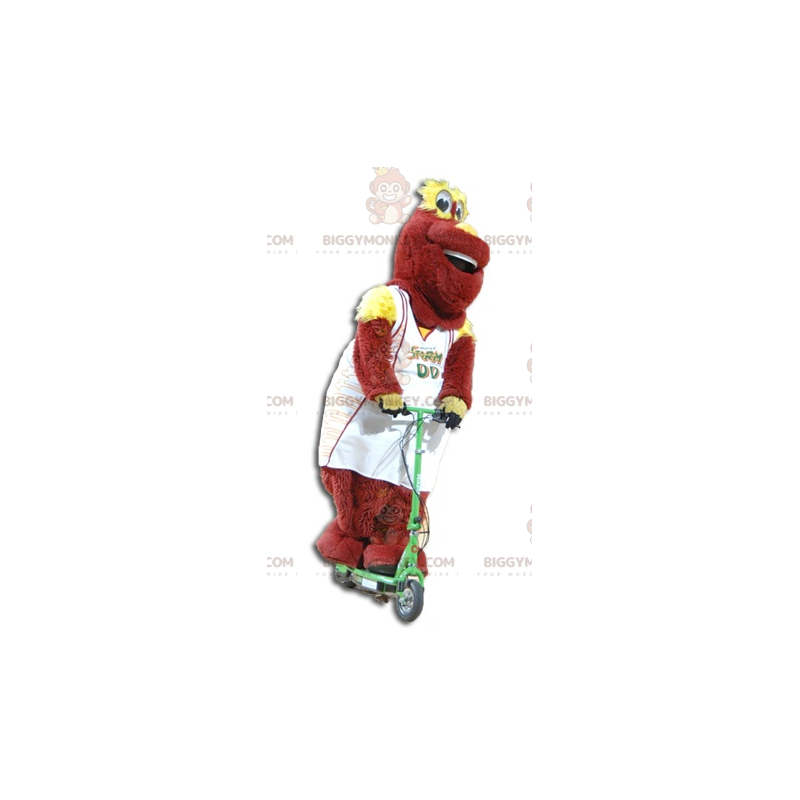 Rotes und gelbes Plüsch-BIGGYMONKEY™-Maskottchen-Kostüm in