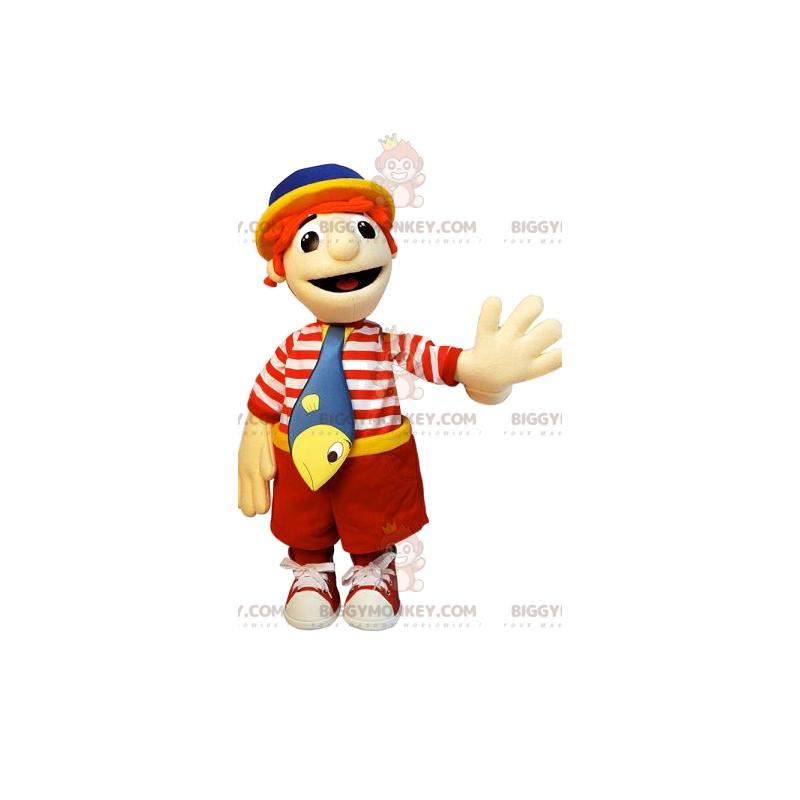 BIGGYMONKEY™ Little Boy Fisherman -asun maskottiasu - BIGGYMONKEY™ Little Boy Fisherman -asun maskottiasu -
