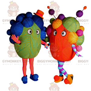 BIGGYMONKEY™ costume da mascotte in gomitolo multicolore. -