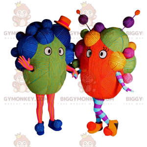 BIGGYMONKEY™ mascot costume of multicolored ball of yarn. -