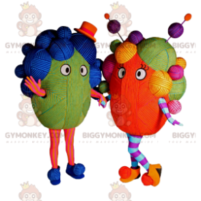 BIGGYMONKEY™ mascot costume of multicolored ball of yarn. -