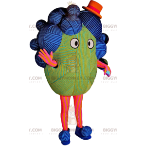 BIGGYMONKEY™ mascot costume of multicolored ball of yarn. -