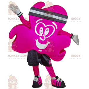 Costume de mascotte BIGGYMONKEY™ de trèfle fushia en tenue de