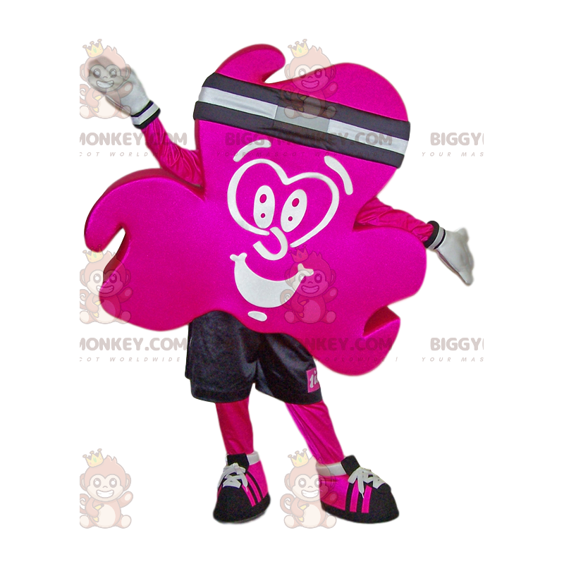 Fuchsia Clover BIGGYMONKEY™ maskotkostume i sportstøj - Fuchsia Clover BIGGYMONKEY™ maskotkostume i sportstøj -