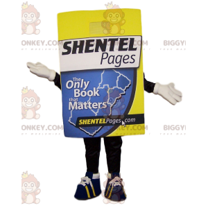 Costume de mascotte BIGGYMONKEY™ de livre jaune fluo. Costume