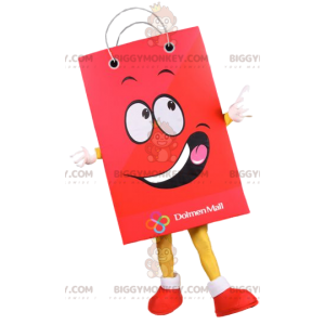 Costume da mascotte BIGGYMONKEY™ con sacchetto di carta rosso.