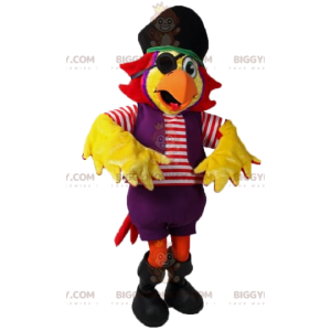 Costume de mascotte BIGGYMONKEY™ de perroquet jaune en tenue de