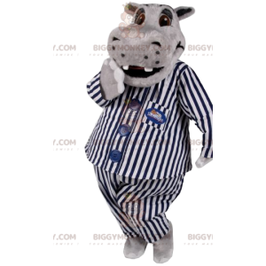 BIGGYMONKEY™ Maskottchenkostüm aus grauem Nilpferd im