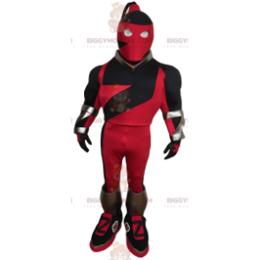 Masked Superhero BIGGYMONKEY™ Mascot Costume in Red and Black -
