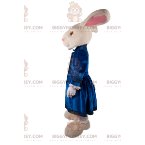 White Rabbit BIGGYMONKEY™ Mascot Costume with Blue Velvet