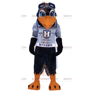 Costume de mascotte BIGGYMONKEY™ d'aigle noir en maillot de