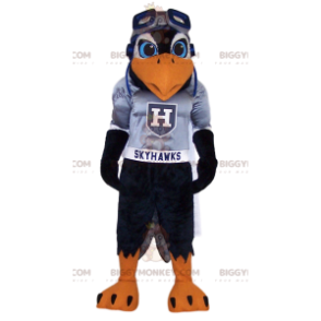 Costume de mascotte BIGGYMONKEY™ d'aigle noir en maillot de