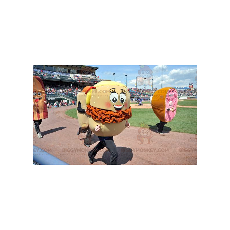 Giant Beige and Orange Burger BIGGYMONKEY™ Mascot Costume - Giant Beige and Orange Burger BIGGYMONKEY™ Mascot Costume -