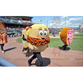 Giant Beige and Orange Burger BIGGYMONKEY™ Mascot Costume –