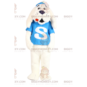 BIGGYMONKEY™ Costume da Mascotte Cane Bianco con Jersey