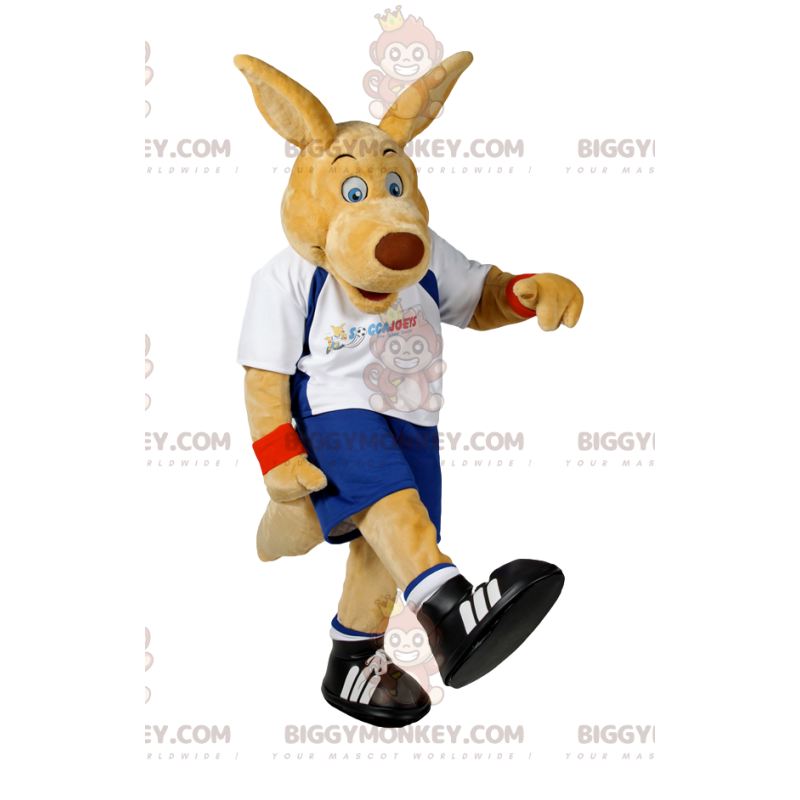 BIGGYMONKEY™ maskotdräkt av beige hund i sportkläder. hunddräkt BIGGYMONKEY™ maskotdräkt av beige hund i sportkläder. hunddräkt