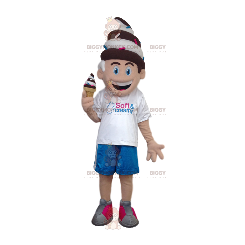 Lille dreng BIGGYMONKEY™ maskotkostume med iskugle - Lille dreng BIGGYMONKEY™ maskotkostume med iskugle -