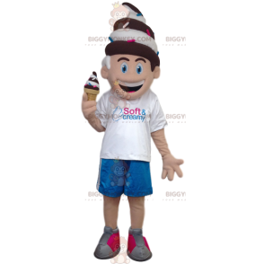 Little Boy BIGGYMONKEY™ Mascot Costume With Ice Cream Cone - Boys and Girls Mascots - BIGGYMONKEY_012439 - BiggyMonkey.com