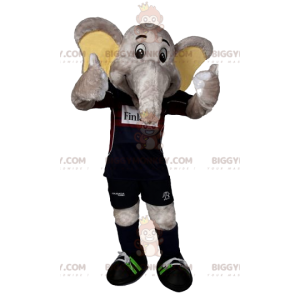 BIGGYMONKEY™ Maskottchen-Kostüm Graues Elefant-Fußball-Outfit -