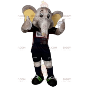 BIGGYMONKEY™ Maskottchen-Kostüm Graues Elefant-Fußball-Outfit -