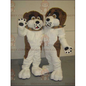 2 hnědí černobílí psí maskoti BIGGYMONKEY™ – Biggymonkey.com