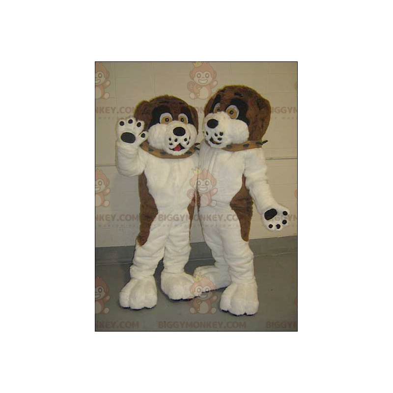 2 brązowe czarno-białe maskotki psa BIGGYMONKEY™ - 2 brązowe czarno-białe maskotki psa BIGGYMONKEY™ -