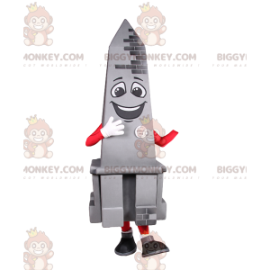 Smiling Gray Obelisk BIGGYMONKEY™ Mascot Costume. Obelisk