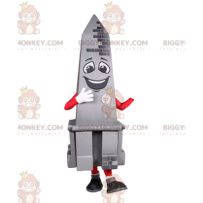 Leende grå obelisk BIGGYMONKEY™ maskotdräkt. Obeliskdräkt - Oklassificerade maskot - BIGGYMONKEY_012450 - BiggyMonkey.com