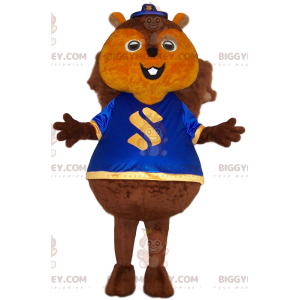 Giant Squirrel BIGGYMONKEY™ maskottiasu Blue Jerseyllä -