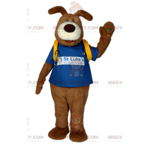 Disfraz de mascota Brown Dog BIGGYMONKEY™ con camiseta azul y
